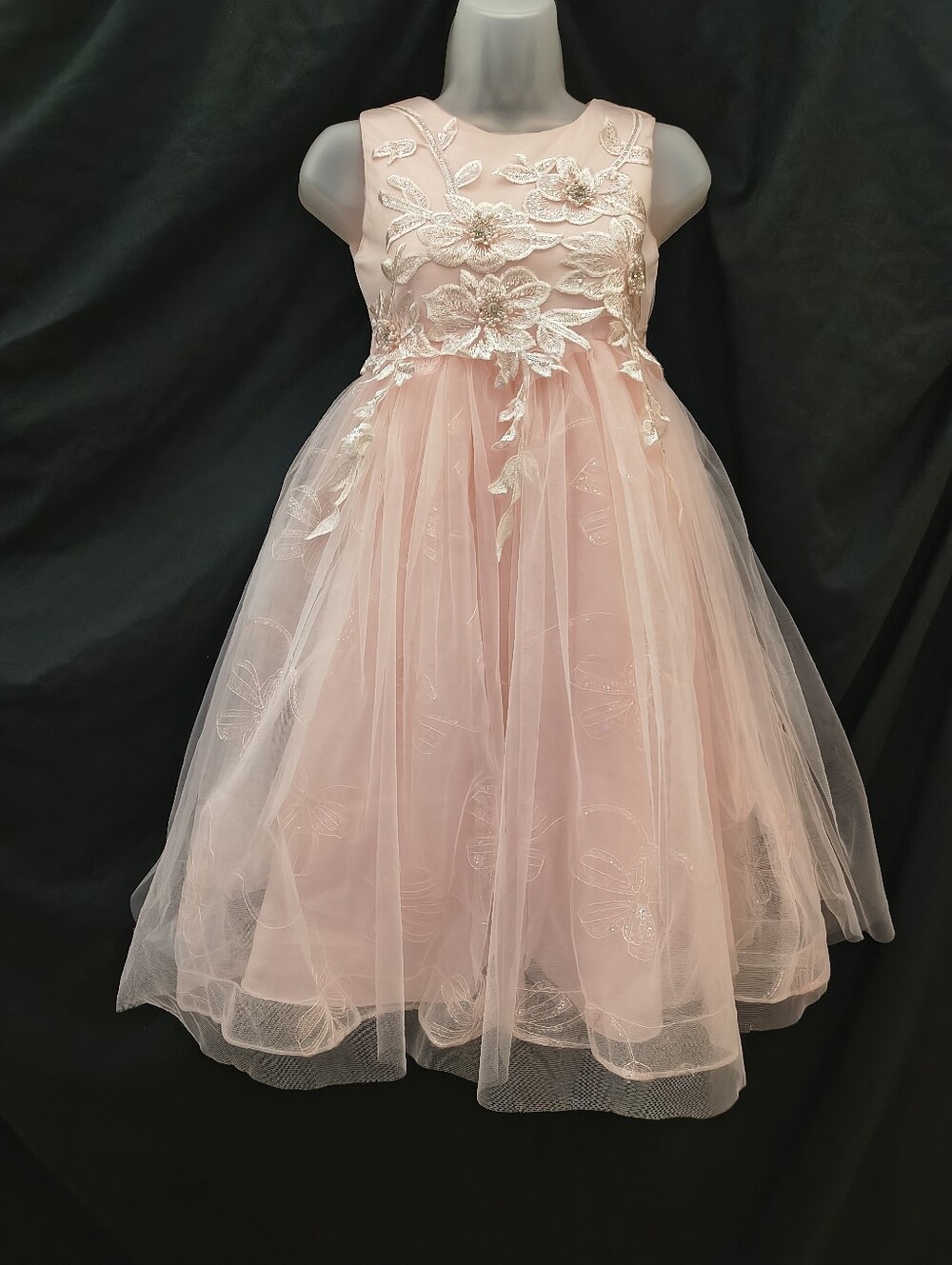 Pink Blush Floral Tulle Girls' Dress